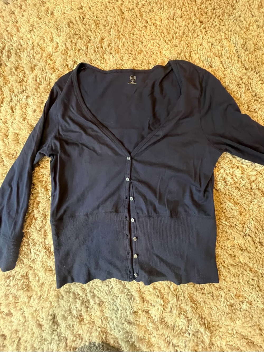 Womens GAP Navy Button-Front V-Neck Cardigan